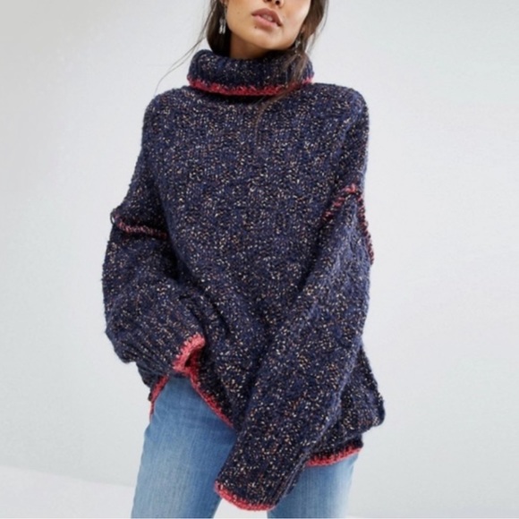 Free People Sweaters - Free People Echo Pullover Sweater Marled Navy XS